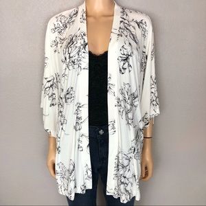 Soma Floral Print Open Front Jersey Kimono